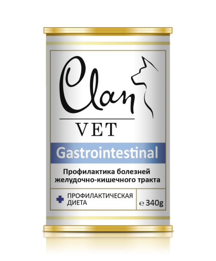  Клан/Clan Vet Gastrointestinal  консервы корм для собак профилактика ЖКТ  340гр*12