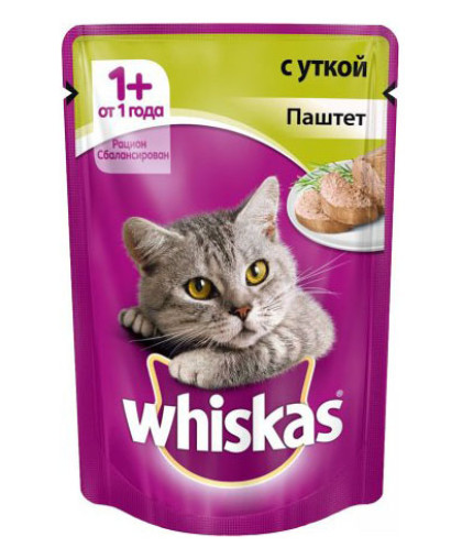  Вискас/Whiskas  85гр корм для кошек паштет Утка*24