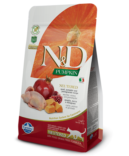 Фармина/Farmina N&D корм для кошек стерилизованных/кастрированных Перепел с гранатом и тыквой  1,5кг
