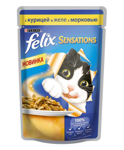  Феликс/Felix  85г sensations корм для кошек курица\ в морковном желе