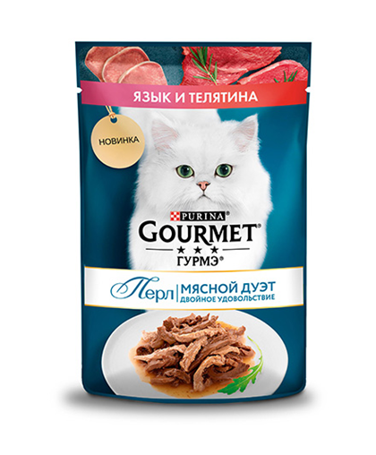  Гурме/Gourmet Перл  75гр для кошек язык телятина в соусе*24