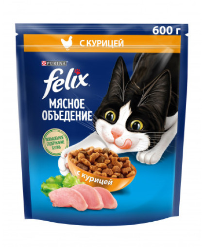  Феликс/Felix Мясное объедение  600гр Курица корм для кошек