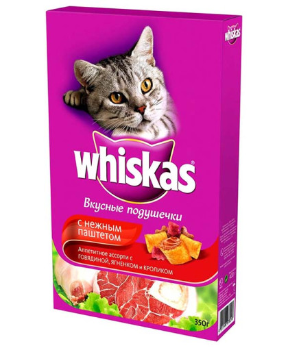  Вискас/Whiskas  350гр корм для кошек подушечки паштет говядина/ягненок/кролик *11