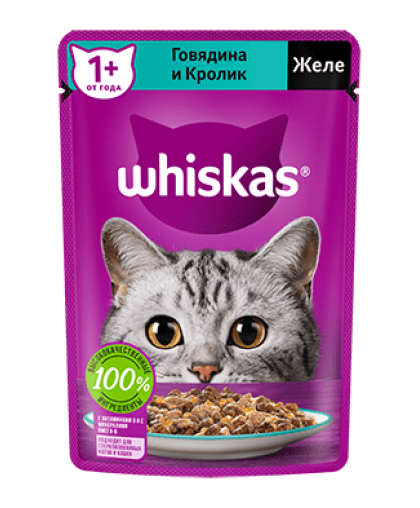  Вискас/Whiskas  75гр корм для кошек желе говядина/кролик