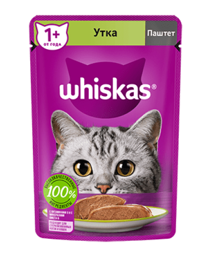  Вискас/Whiskas  75гр пауч корм для кошек паштет утка