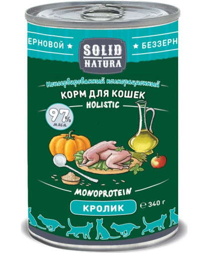  Солид/Solid  консервы Natura Holistic корм для кошек Кролик  340гр*12