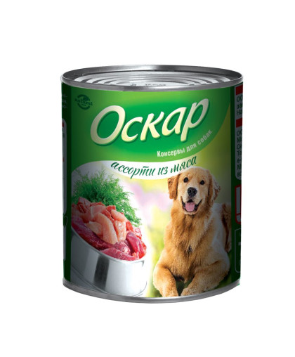  Оскар конс корм для собак Мясное ассорти  750г*9