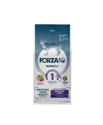  Форца10/Forza10 DietMONO корм для собак средних и крупных пород с чувствительной кожей Рыба  10кг