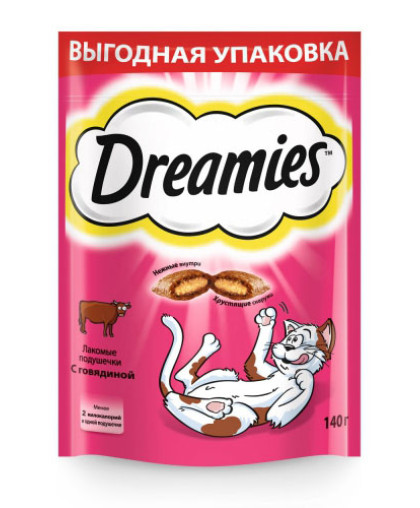  Дримс/Dreamies  140гр лакомство для кошек с говядиной*12