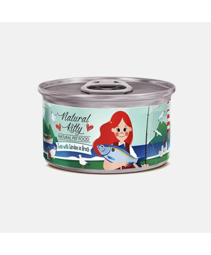  Петтрик/Pettric Natural Kitty корм для кошек Тунец с сардинами в бульоне  80гр*24