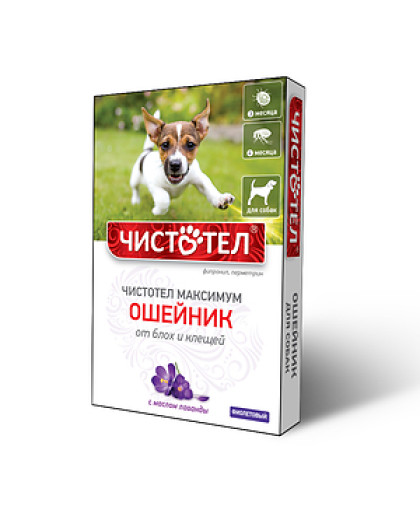 Чистотел Максимум Ошейник для собак фиолетовый 4 месяца*100