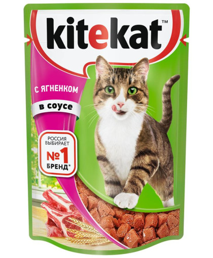  Китекет/Kitekat пауч корм для кошек ягненок/соус  85гр*28