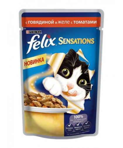  Феликс/Felix  85г sensations корм для кошек говядина\ томатном в желе