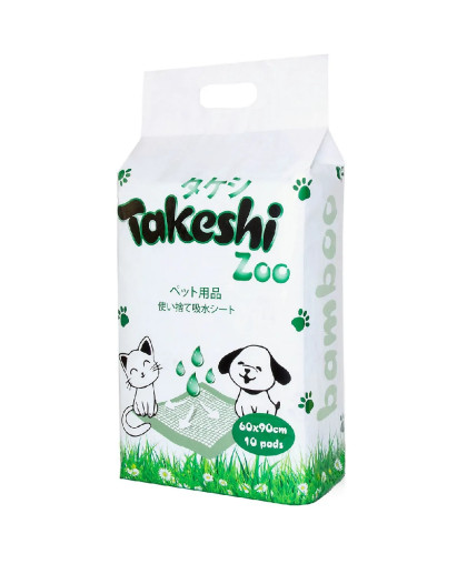 Пеленки гелевые Такеши/TAKESHI ZOO бамбуковые, с липучками 60*90 (в уп.10 шт.)*10