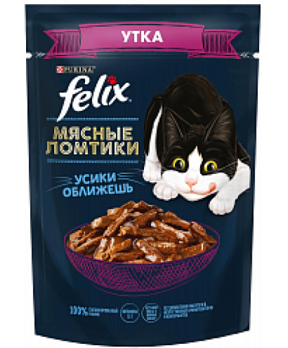  Феликс/Felix  75г мясные ломтики корм для кошек Утка