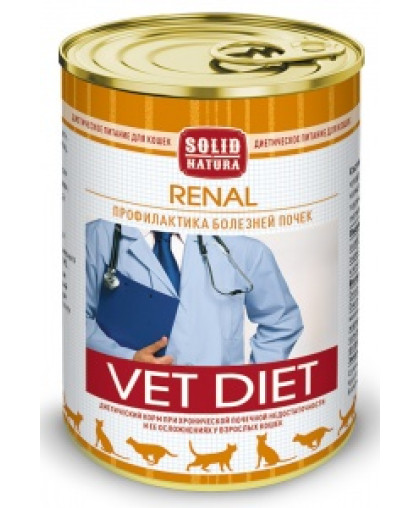  Солид/Solid  консервы Natura Vet Renal корм для кошек  340гр*12