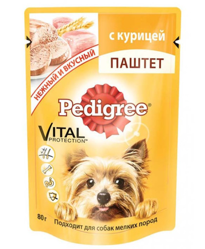  Педигри/Pedigree  80гр пауч корм для собак мелких пород паштет курица*24