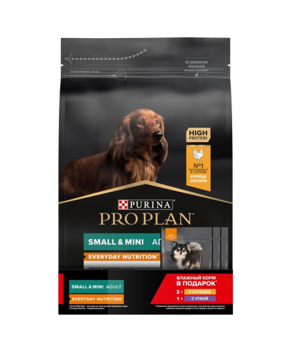  АКЦИЯ Про План/Pro Plan  3кг + (3 х 85 г) корм для собак мелких и карликовых пород с курицей