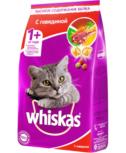  Вискас/Whiskas  1,9кг корм для кошек подушечки паштет говядина*4