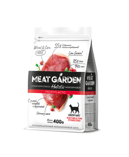  Мит Гарден/Meat Garden Prophylactic корм для кошек стери профилакт МКБ Утка/Клюква/Брусника  400гр