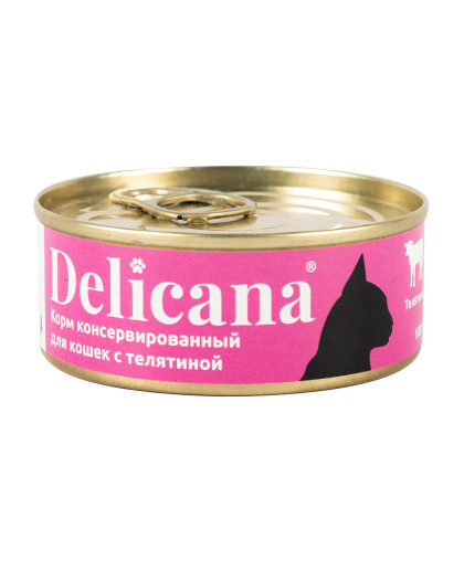  Деликана/Delicana  консервы корм для кошек Телятина  100гр*24