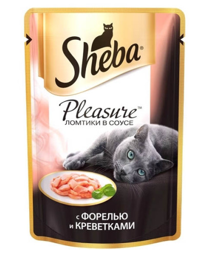  Шеба/Sheba пауч  85гр корм для кошек Плежер Форель/креветка