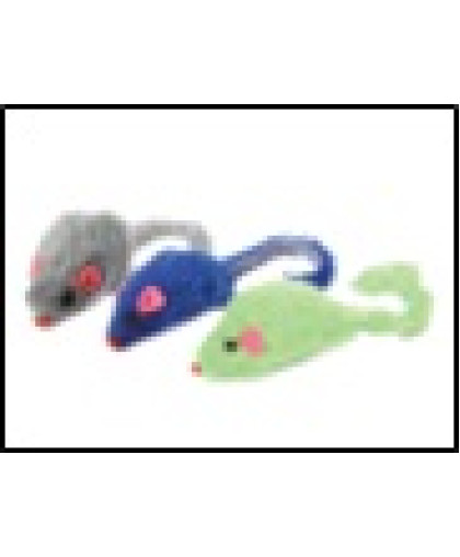  Игрушка для кошек Мышь цветная короткий мех  5см Каскад
