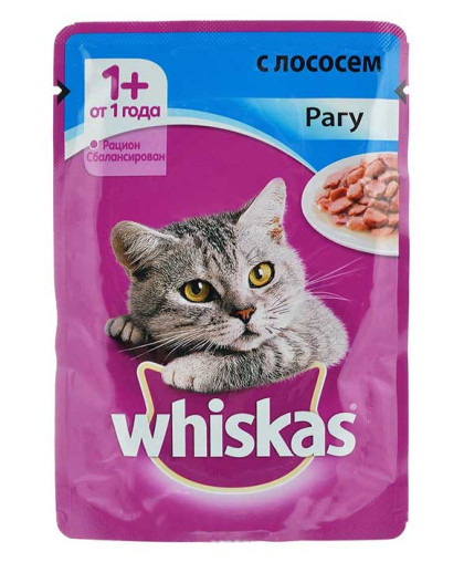  Вискас/Whiskas  85гр корм для кошек рагу с лососем *24