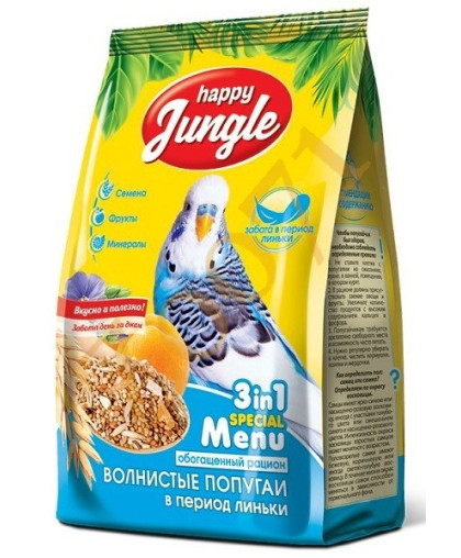  Хеппи Джунгли/Happy Jungle корм для волнистых попугаев при линьки  500гр*14