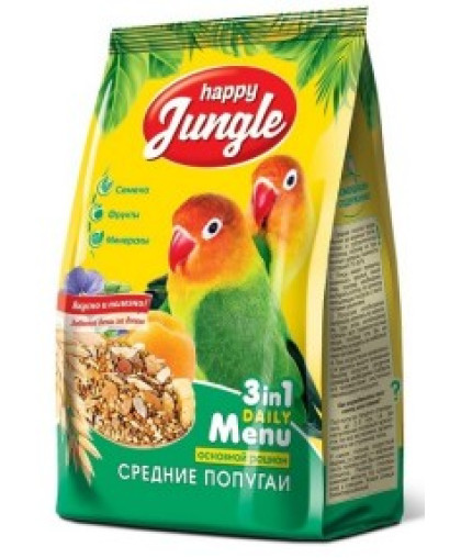  Хеппи Джунгли/Happy Jungle корм для средних попугаев  500гр*14