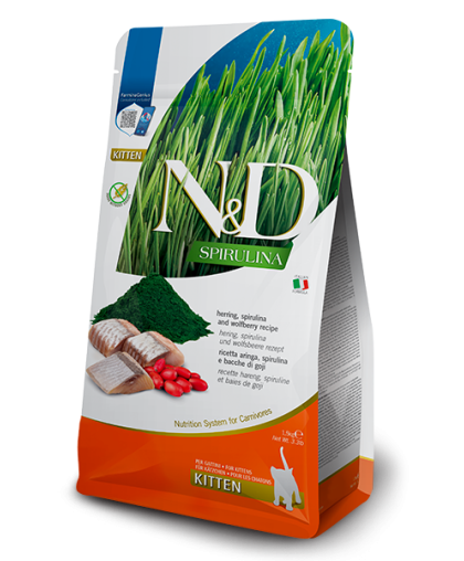 Фармина/Farmina N&D Spirulina корм для котят Сельдь/Спирулина/Ягоды годжи  1,5кг
