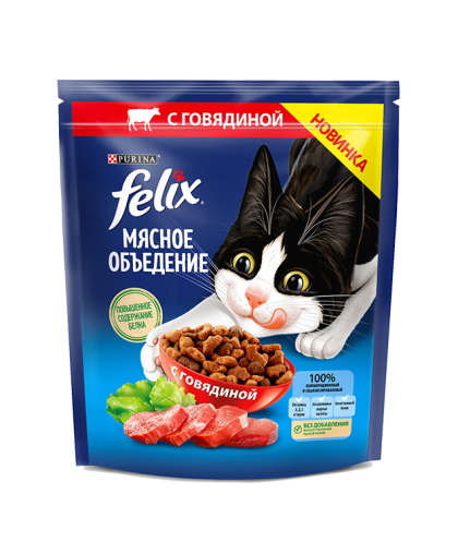  Феликс/Felix Мясное объедение  600гр Говядина корм для кошек