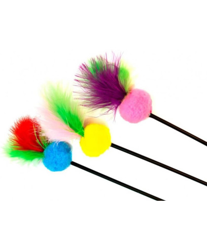  Дразнилка для кошек Мячик мягкий с перьями  60см LION