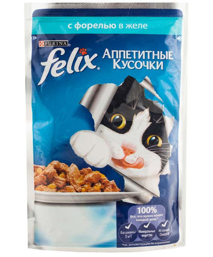  Феликс/Felix  85г корм для кошек Форель в желе