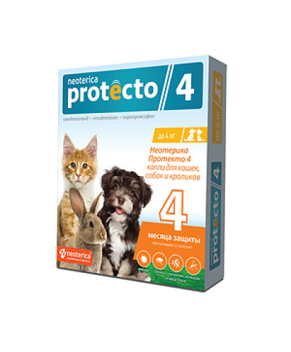  Неотерика Protecto капли для кошек и собак до  4кг*10 защита 2мес (2пип) репел