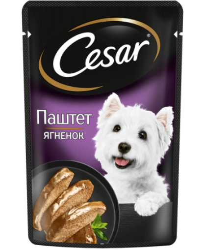  Цезарь/Cesar пауч  80гр корм для собак Ягннок, паштет*28