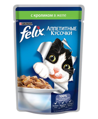  Феликс/Felix  85г корм для кошек Кролик в желе