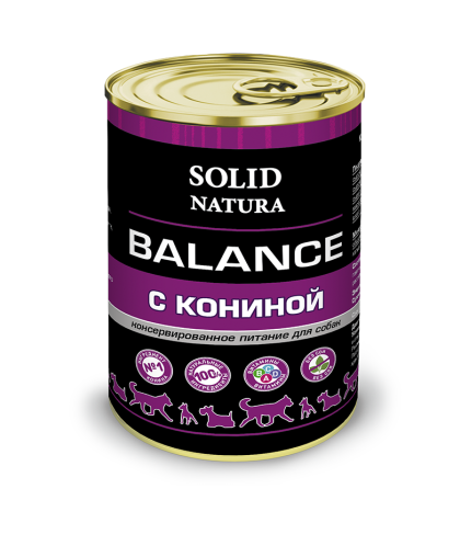  Солид/Solid  консервы Natura Balance корм для собак Конина  340гр*12