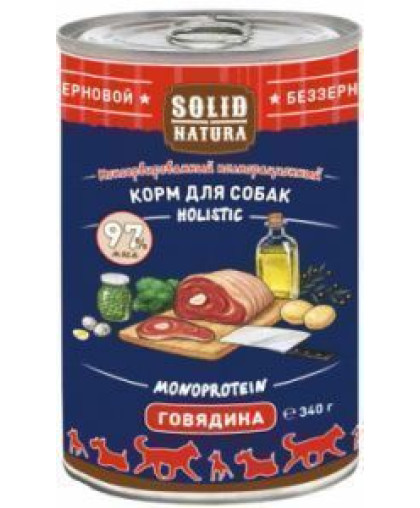  Солид/Solid  консервы Natura Holistic корм для собак Говядина  340гр*12