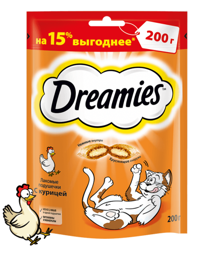  Дримс/Dreamies  200гр лакомство для кошек с курицей