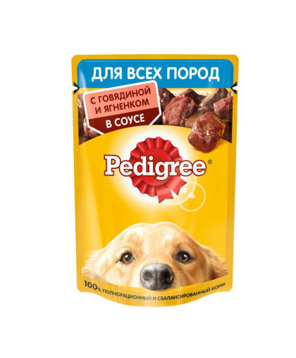  Педигри/Pedigree  85гр пауч корм для собак говядина/ягненок