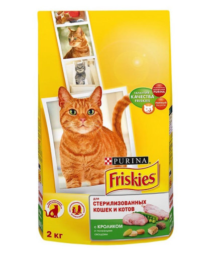  Фрискис/Friskies  2кг корм для кошек кастр/стерил. Кролик/овощи