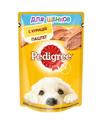  Педигри/Pedigree  80гр пауч корм для щенков паштет курица*24