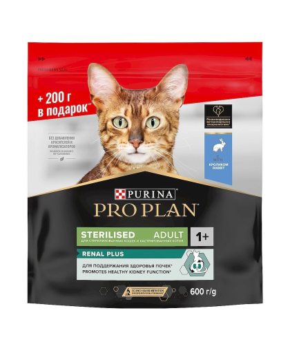 АКЦИЯ Про План/Pro Plan  400+200гр корм для кошек стерил/кастр. для поддержания здоровья почек Кролик  АКЦИЯ Про План/Pro Plan  400+200гр корм для кошек стерил/кастр. для поддержания здоровья почек Кролик