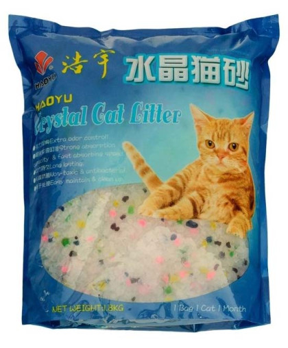  Наполнитель силикагелевый Кристэл Кэт/Crystal Cat Litter синие/цветные гранулы  3,8л/1,8кг*8