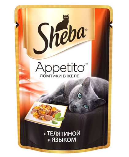  Шеба/Sheba пауч  85гр корм для кошек Appetito Телятина/язык желе