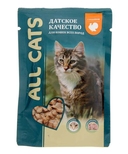  Олл Кэтс/All cats пауч корм для кошек индейка в соусе  85гр*25