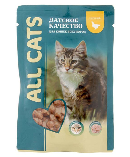  Олл Кэтс/All cats пауч корм для кошек курица в соусе  85гр*25