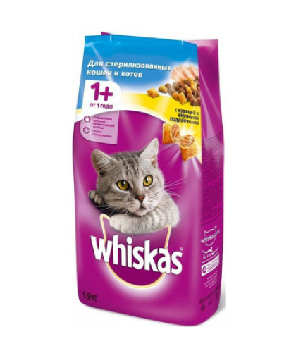  Вискас/Whiskas  1,9кг корм для кошек стерилизованных подушечки курица