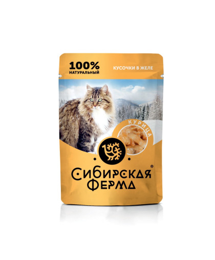  Сибирская ферма пауч корм для кошек Курица в желе  85гр*25